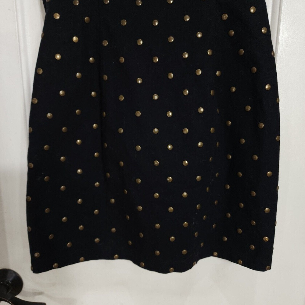 Vtg Betsey Johnson Womens Dress Black Denim Studded Zip Strapless Y2K 90s Sz 4 S - Picture 8 of 10